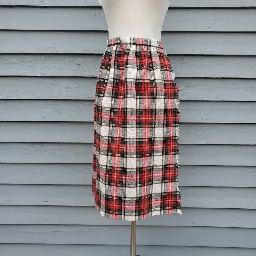 Vintage 90s y2k Bratz School Girl Wool Kilt Tartan Christmas Plaid Wrap Skirt Sm - Picture 6 of 8